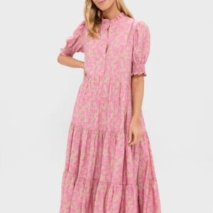 Hyacinth House Tan & Pink Vines Bennett Maxi Dress
